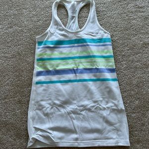 Lululemon ivivva girls white tank top with stripes